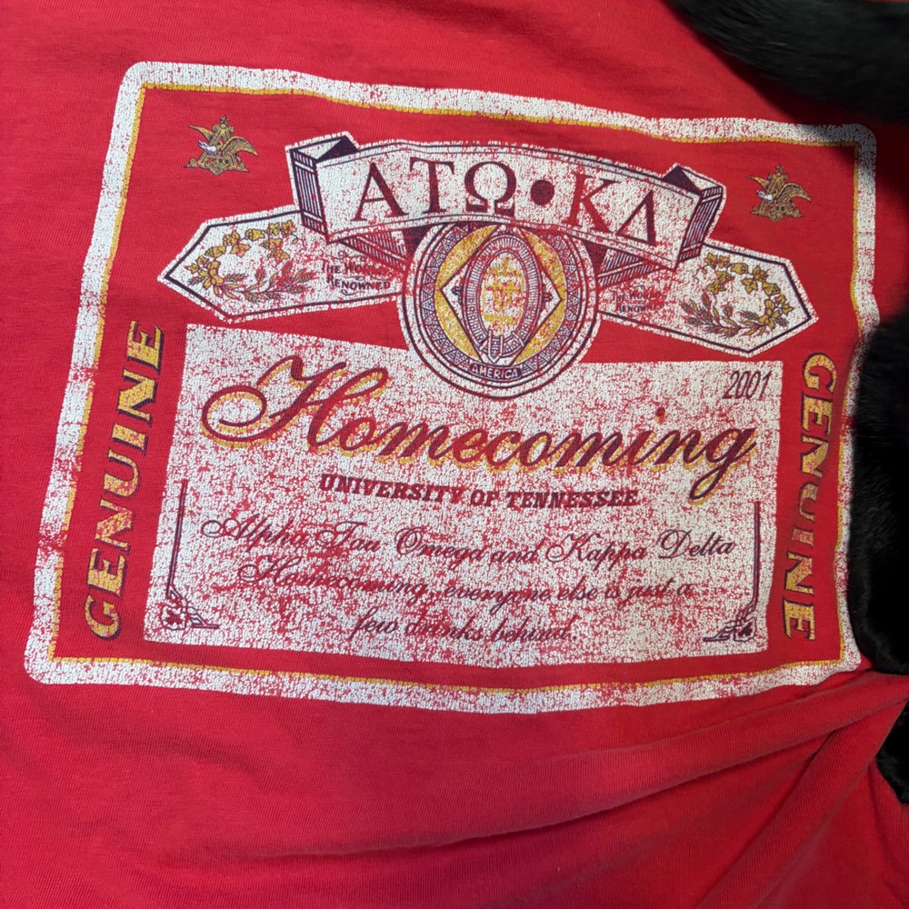 Vintage UNIV. of TN GREEK Red Homecoming Graphic T-Shirt XL